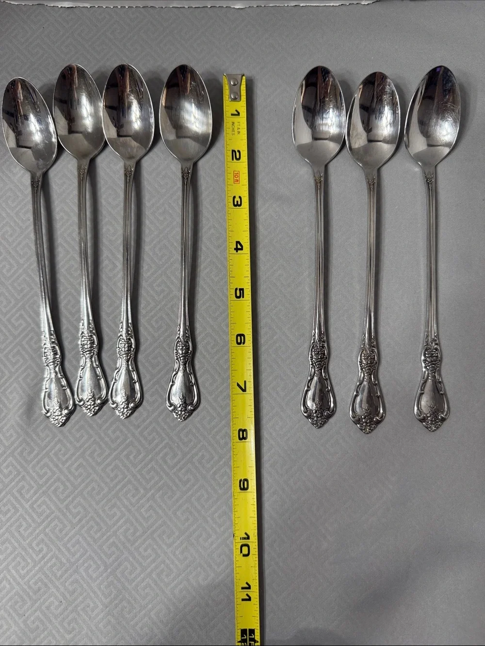 Vtg Oneida Distinction Deluxe Kennett Square   Stainless Ice Tea Spoons Set of 7